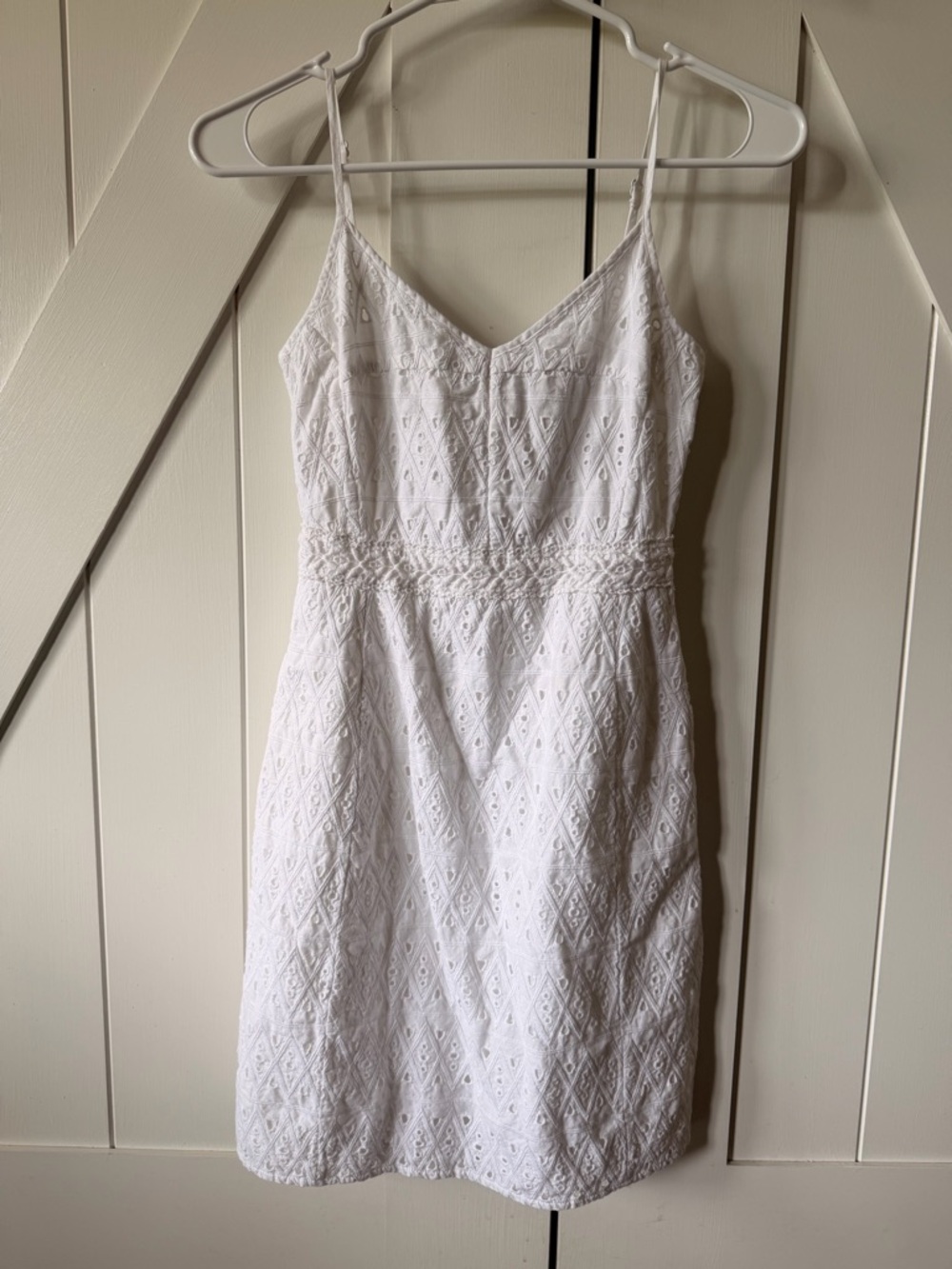 Lucky Brand White Eyelet Spaghetti Strap Mini Dress